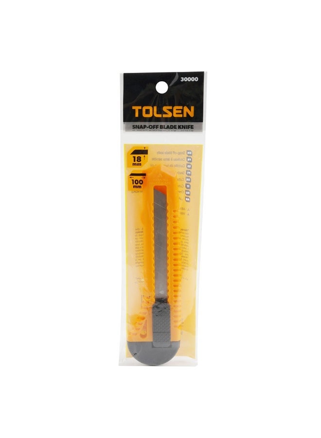 Tolsen Snap-Off Blade Knife 18x100mm Utility Cutter with ABS Body & Push Button Lock (Pack of 5) - Image 2