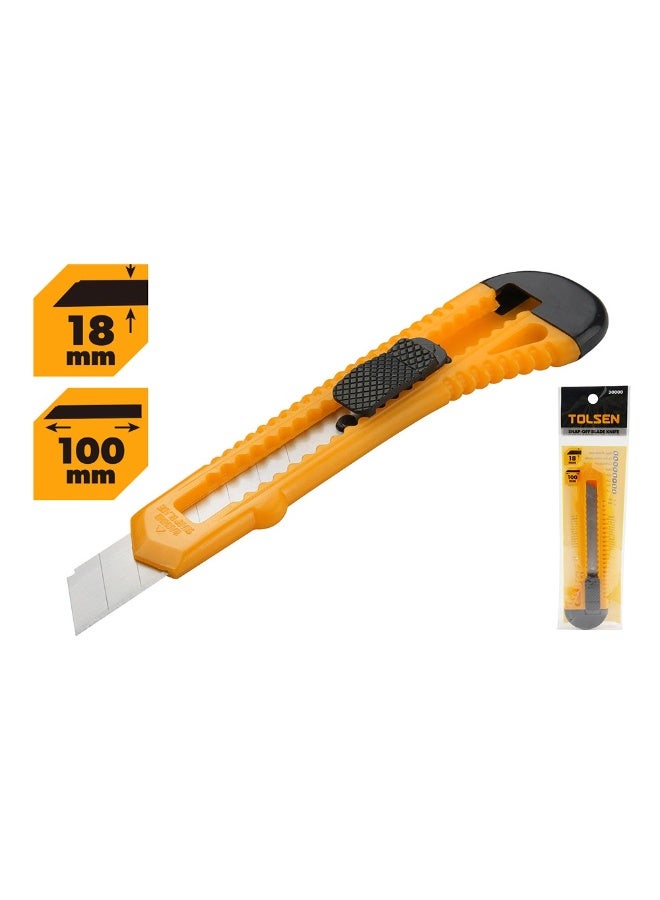 Tolsen Snap-Off Blade Knife 18x100mm Utility Cutter with ABS Body & Push Button Lock (Pack of 5) - Image 1
