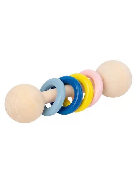 Montessori Baby Rattle Car Model Building Blocks Shape Cognition Gnash Stick Soothing Toy Enlightenment Teaching Aids-Specifications:DX-macaron Color Four-ring Rattle