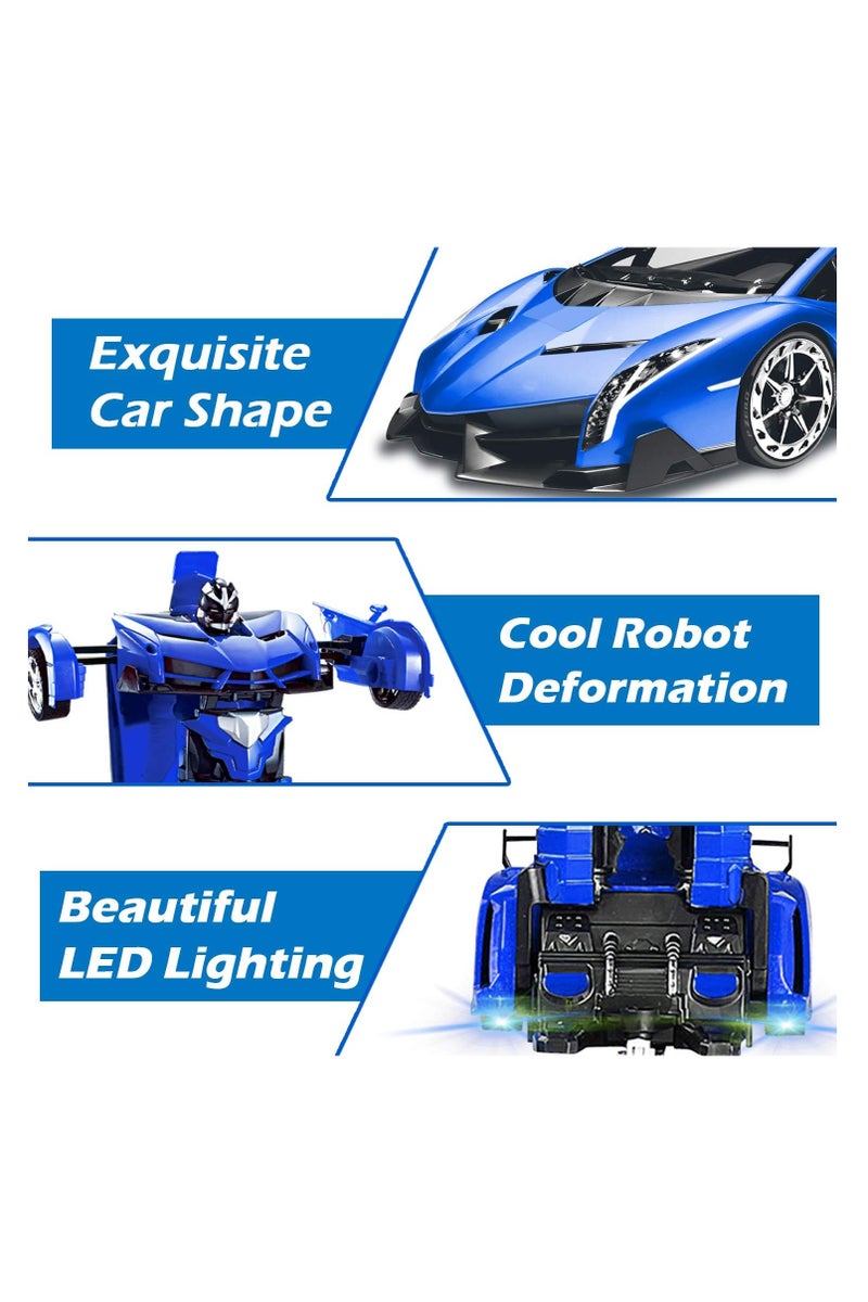 2 in 1 Remote Control Car with Lights and 360° Rotation, RC Cars with Cool Appearance and One-click Deformation, 1:18 Scale Transforming Car Toy, - Image 3
