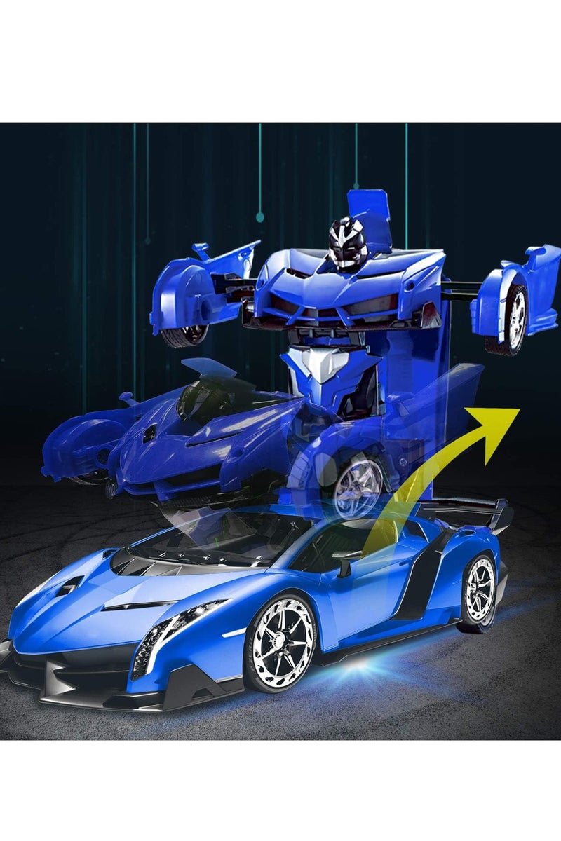 2 in 1 Remote Control Car with Lights and 360° Rotation, RC Cars with Cool Appearance and One-click Deformation, 1:18 Scale Transforming Car Toy, - Image 4