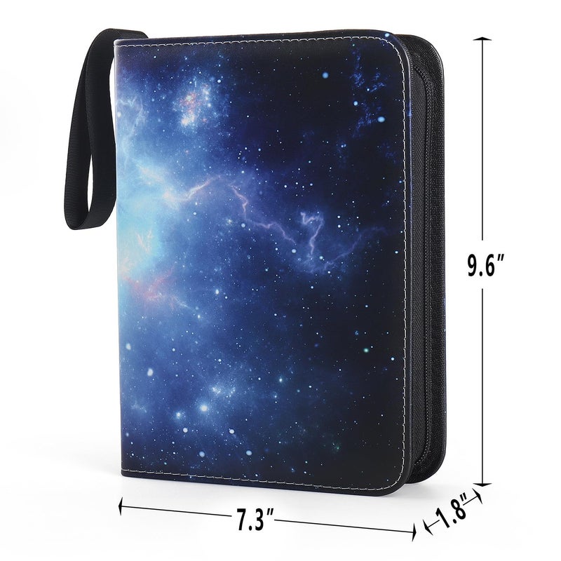 VEELAM 4 Pocket Trading Card Binders for 400 Cards,Dark Blue Nebula Pattern - Image 3