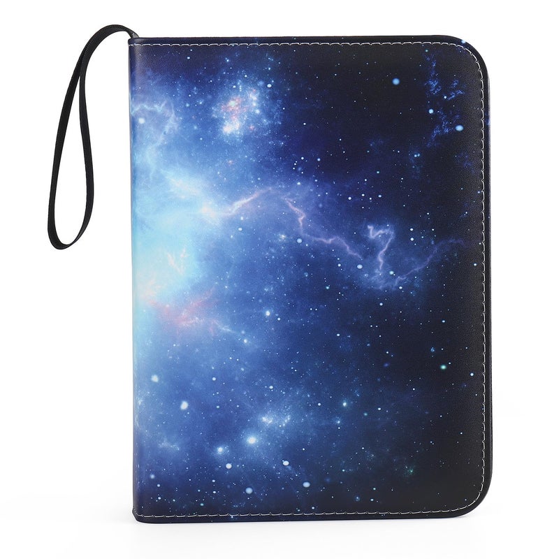 VEELAM 4 Pocket Trading Card Binders for 400 Cards,Dark Blue Nebula Pattern - Image 2
