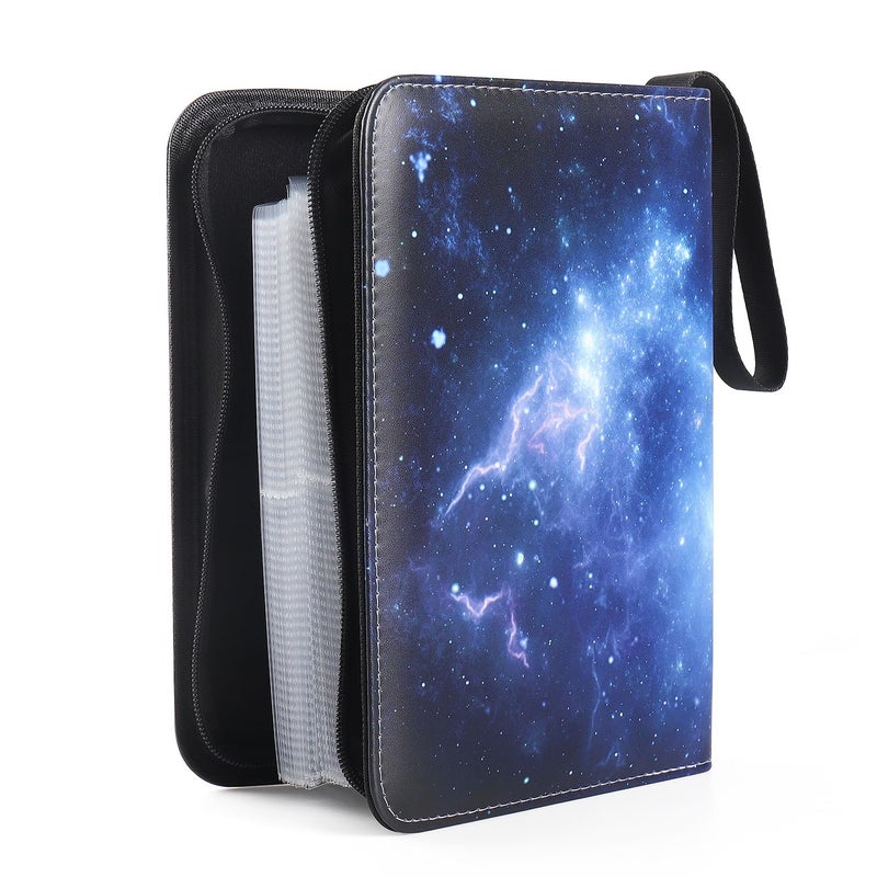 VEELAM 4 Pocket Trading Card Binders for 400 Cards,Dark Blue Nebula Pattern - Image 5