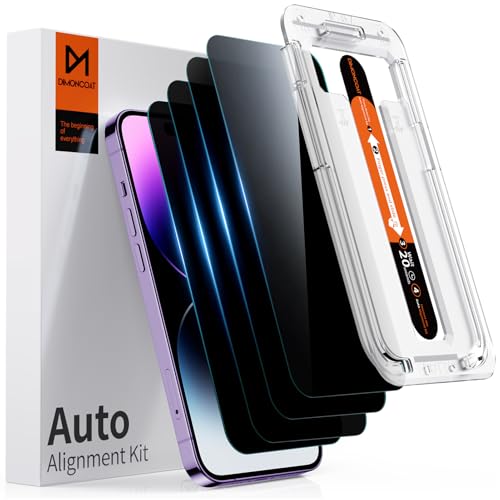 DIMONCOAT 4-PACK TOP 9H+ Glass for iPhone 14 Pro Max Privacy Screen Protector [Auto Alignment Kit] [10X Military Protection] UNBREAK Tempered Glass Film for iPhone 14 Pro Max 6.7 inch [Case Friendly] - Image 1