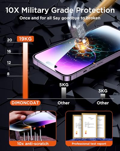 DIMONCOAT 4-PACK TOP 9H+ Glass for iPhone 14 Pro Max Privacy Screen Protector [Auto Alignment Kit] [10X Military Protection] UNBREAK Tempered Glass Film for iPhone 14 Pro Max 6.7 inch [Case Friendly] - Image 5