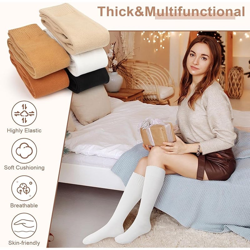 YSense Warm Knee High Socks for Women 5 Pairs, Thermal Womens Cotton Long Casual Thick Winter Gifts Socks for Hiking Skiing - Image 4