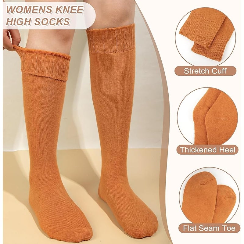 YSense Warm Knee High Socks for Women 5 Pairs, Thermal Womens Cotton Long Casual Thick Winter Gifts Socks for Hiking Skiing - Image 2