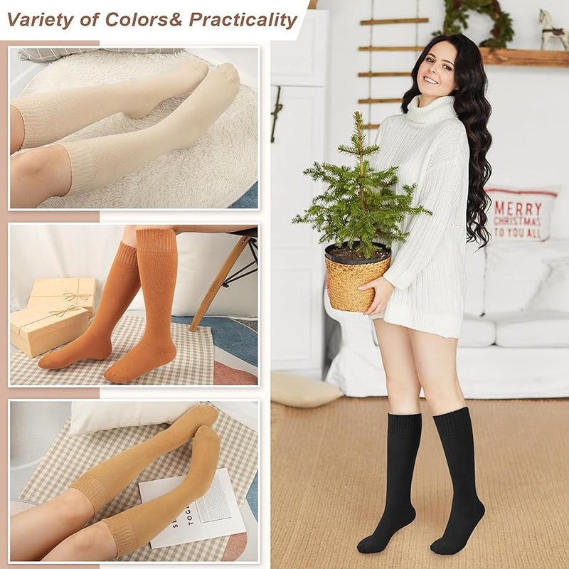 YSense Warm Knee High Socks for Women 5 Pairs, Thermal Womens Cotton Long Casual Thick Winter Gifts Socks for Hiking Skiing - Image 5