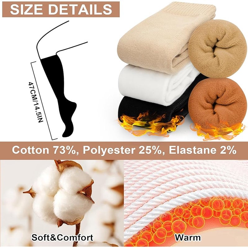 YSense Warm Knee High Socks for Women 5 Pairs, Thermal Womens Cotton Long Casual Thick Winter Gifts Socks for Hiking Skiing - Image 3