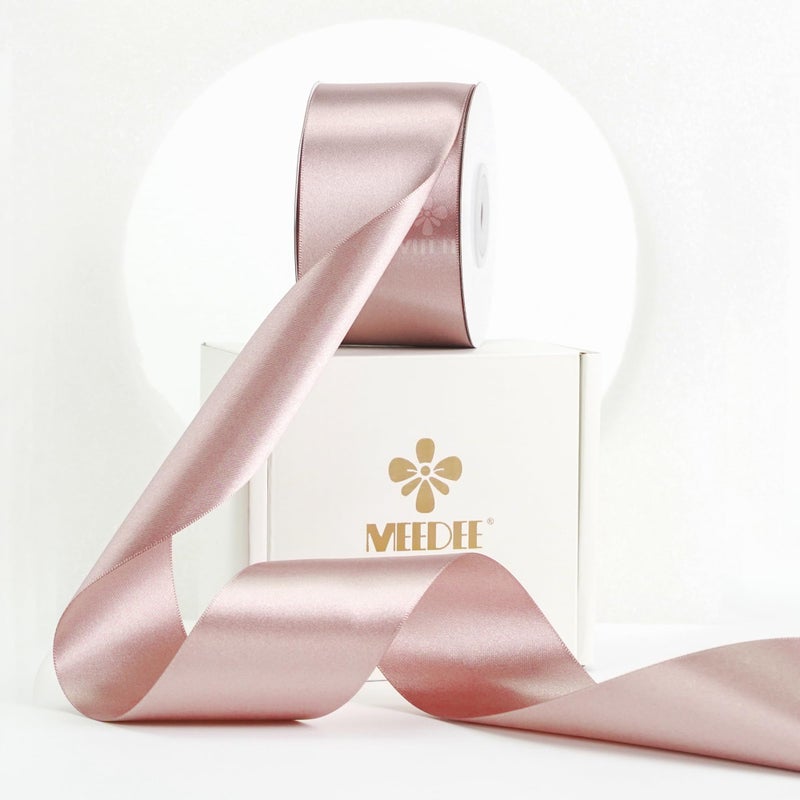 MEEDEE Dusty Rose Satin Ribbon 2 Inch Dusty Pink Ribbon Lux Double Faced Ribbons by 25 Yards Silk Satin Ribbons for Gift Wrapping, Weddings, Flower Bouquet, Holiday Decorating - Image 1