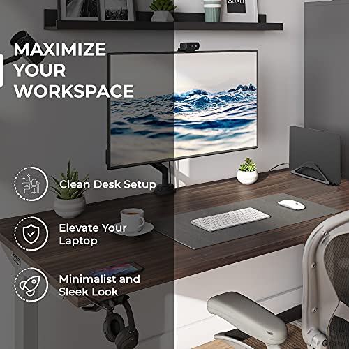 HumanCentric Vertical Laptop Stand for Desks in Matte Black Upright Adjustable Holder to Dock Apple MacBook Stand and Other Laptops to Organize Work Home Office Automatic Grip - Image 3