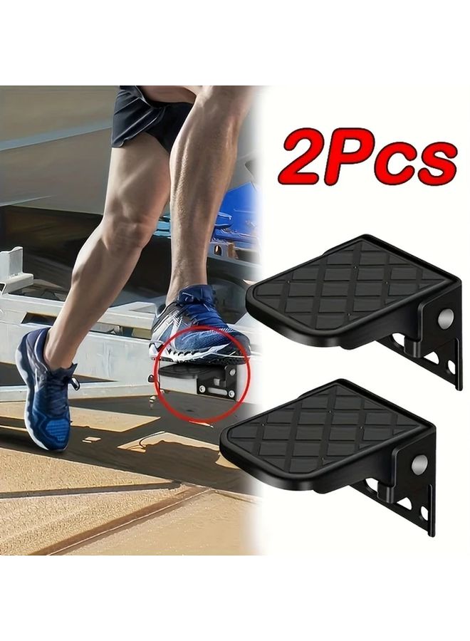 2Pcs Black RV Trailer Folding Step Stool Heavy Duty Non Slip Compact Foot Steps - Image 2