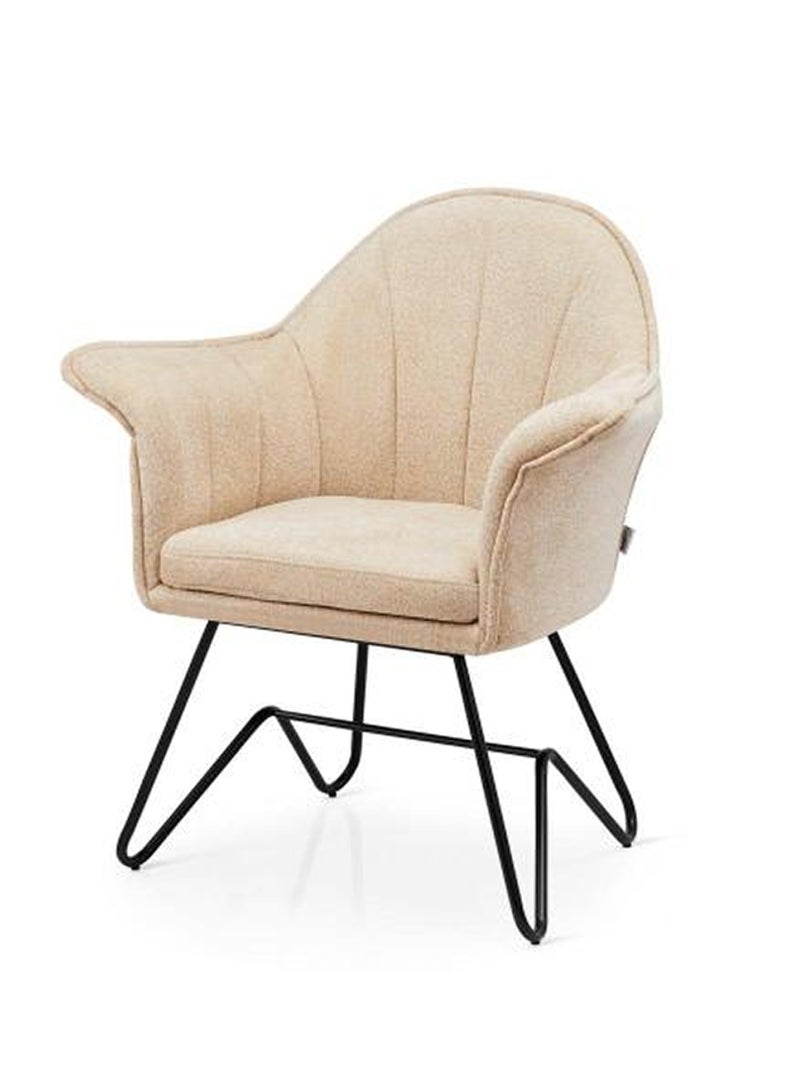 سحابة كرسي طعام عصري، كرسي طعام مخملي، كرسي مكتب منزلي، كرسي مكتب، كرسي غرفة معيشة مبطن، كرسي بذراعين لغرفة المعيشة وغرفة النوم بأرجل معدنية مطلية باللون الاسود، بيج