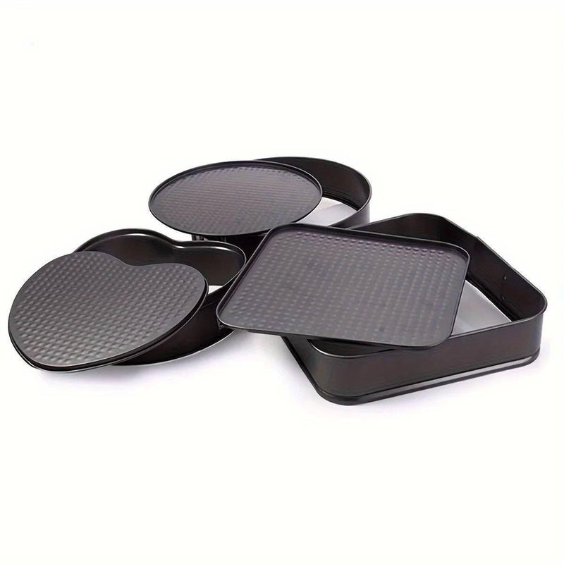 3-Piece Cheesecake Springform Pan Set with Removable Bottom – Round, Square & Heart Cake Baking Molds, Non-Stick Bakeware Set, Easy Release Lock Design, 24/26/28 cm - Image 2