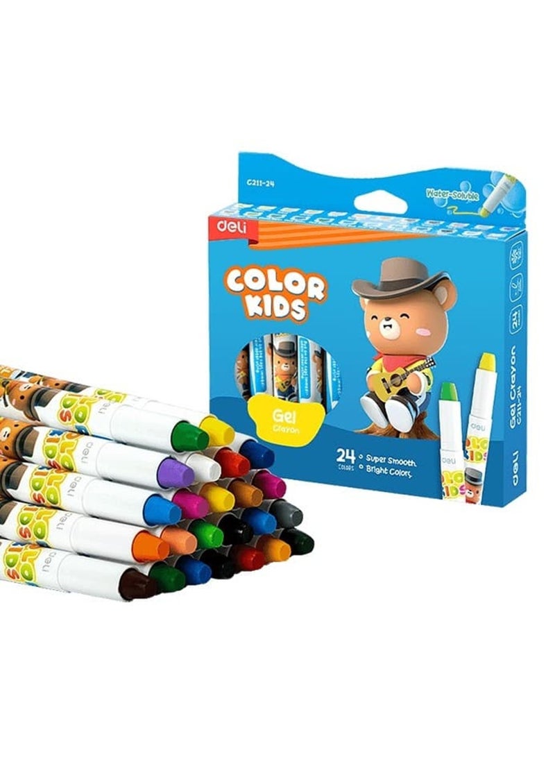 Deli 24-Piece Gel Crayon Set Multicolour