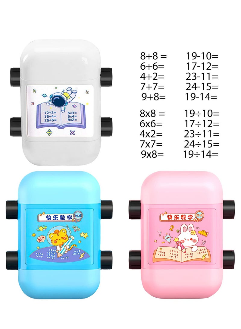 SYOSI Addition Subtraction 2 in 1 Math Roller Stamps, 3Pcs Reusable Roller Digital Teaching Stamp for Kids, Math Practice Stamps Within 100 Teaching Stamp for Home Preschool Kindergarten Classroom Supplies - Image 1