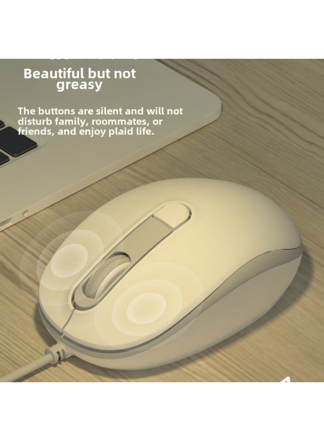 Mouse Wired Mute Silent Game Office Girls Cute Home USB Desktop Laptop Universal-Color: 2-year Long Warranty-Interface:Official Standard  - Image 3