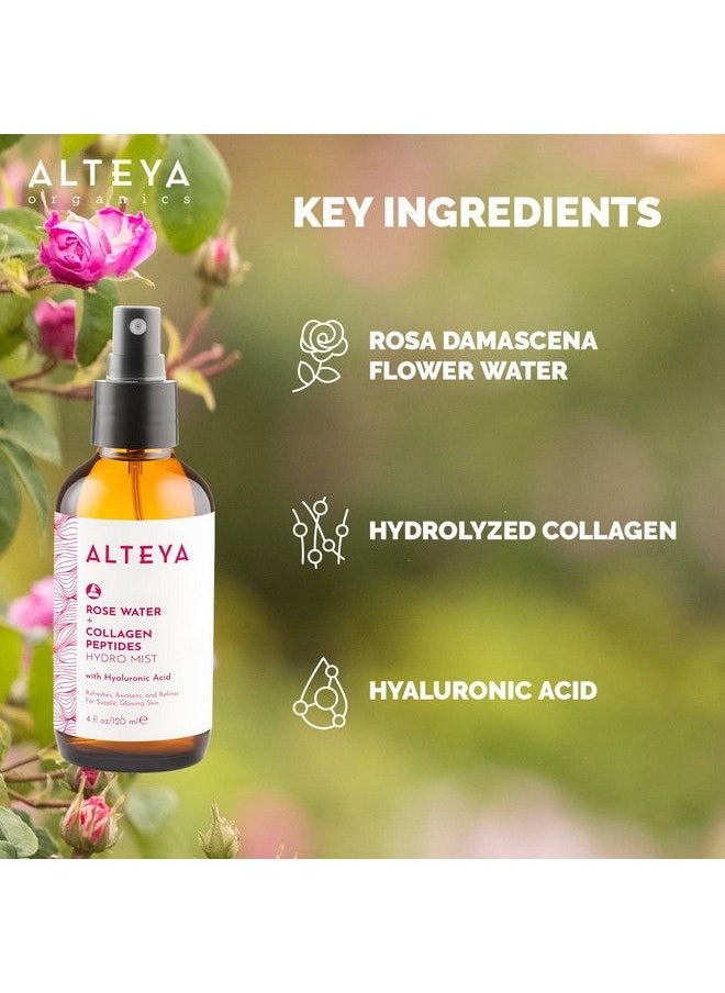 Alteya Organics Rose Water Face Toner With Collagen Peptides And Hyaluronic Acid 4 Fl Oz/ 120Ml  - Image 3