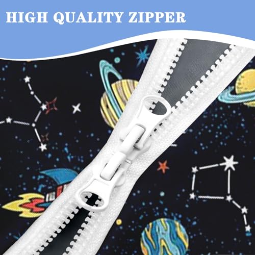 Nesker Zipper Bedding Full Space Moon Universe Zip Up Bedding Set for Boys and Kids, Rockets Planets Stars 3 Pcs Comforter Bed in a Bag with Fitted Sheet and 2 Pcs Pillowcases - Image 3
