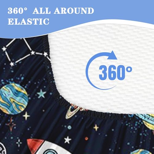 Nesker Zipper Bedding Full Space Moon Universe Zip Up Bedding Set for Boys and Kids, Rockets Planets Stars 3 Pcs Comforter Bed in a Bag with Fitted Sheet and 2 Pcs Pillowcases - Image 4