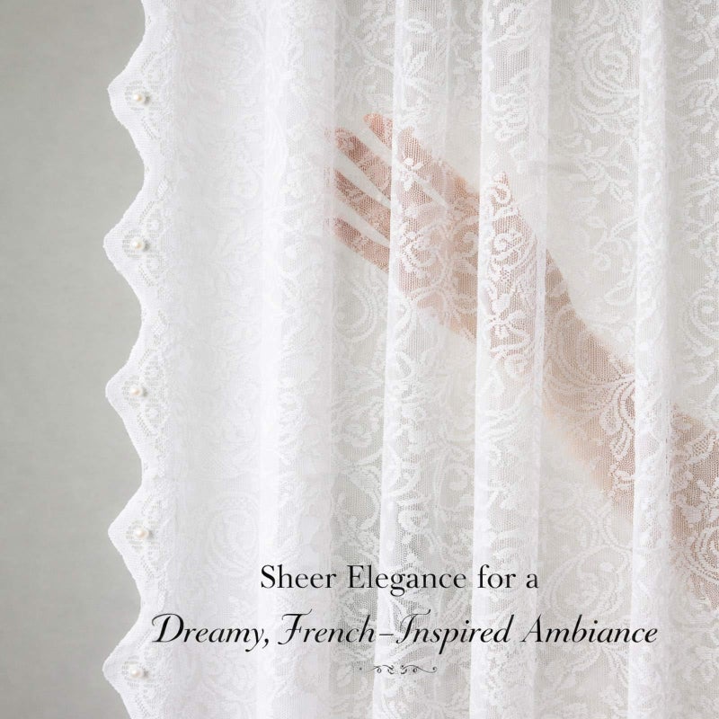 gonnrly French Door Curtains Set of 2, No Drill Adhesive for Door Window Light Filtering and Privacy, Easy Install with Lace Bows (26" W x 40" L - White) - Image 4