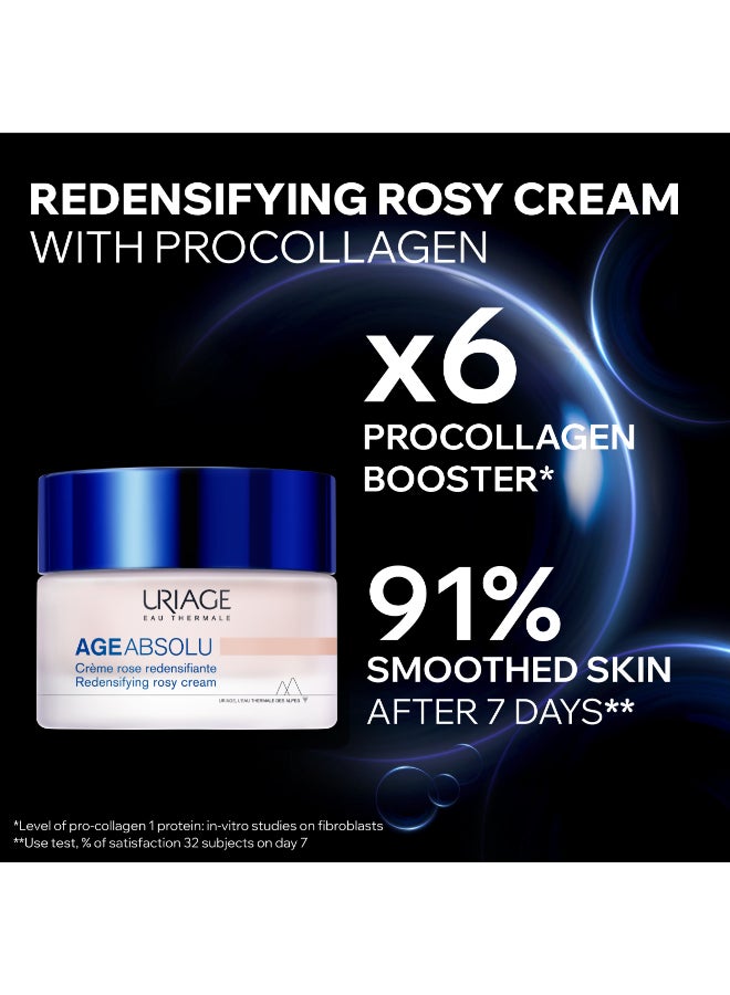 Uriage Age Absolu Redensifying Rosy | Anti-Ageing Face Cream Collagen Boosting Plumping | For Mature And Sensitive Skin 50ml - Image 3