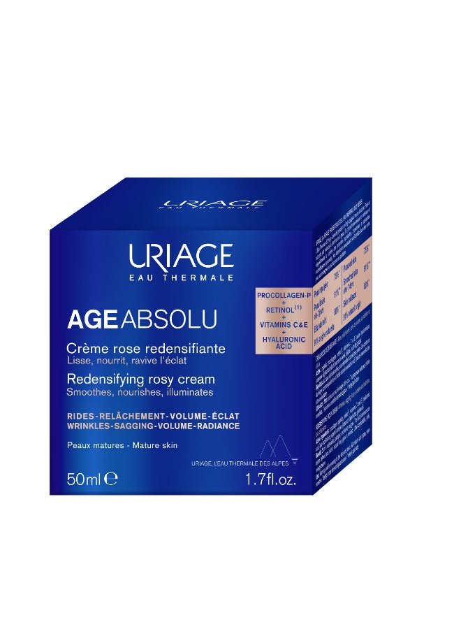 Uriage Age Absolu Redensifying Rosy | Anti-Ageing Face Cream Collagen Boosting Plumping | For Mature And Sensitive Skin 50ml - Image 1