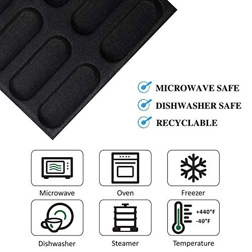 Baker Boutique Silicone Hot Dog Bun Mold Mini Silicone Baguette Mould Non-Stick Baking Form Mini Sandwich Baking Molds Silicone Perforated Baking Forms(12Loaf,Black) - Image 4