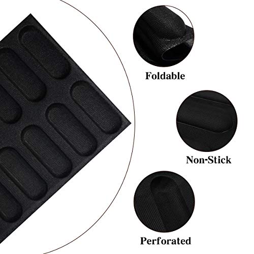 Baker Boutique Silicone Hot Dog Bun Mold Mini Silicone Baguette Mould Non-Stick Baking Form Mini Sandwich Baking Molds Silicone Perforated Baking Forms(12Loaf,Black) - Image 5