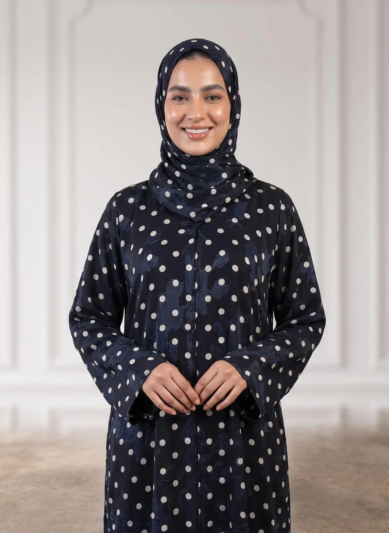 Nukhbaa Deep Dual-Patterned Printed Abaya-953