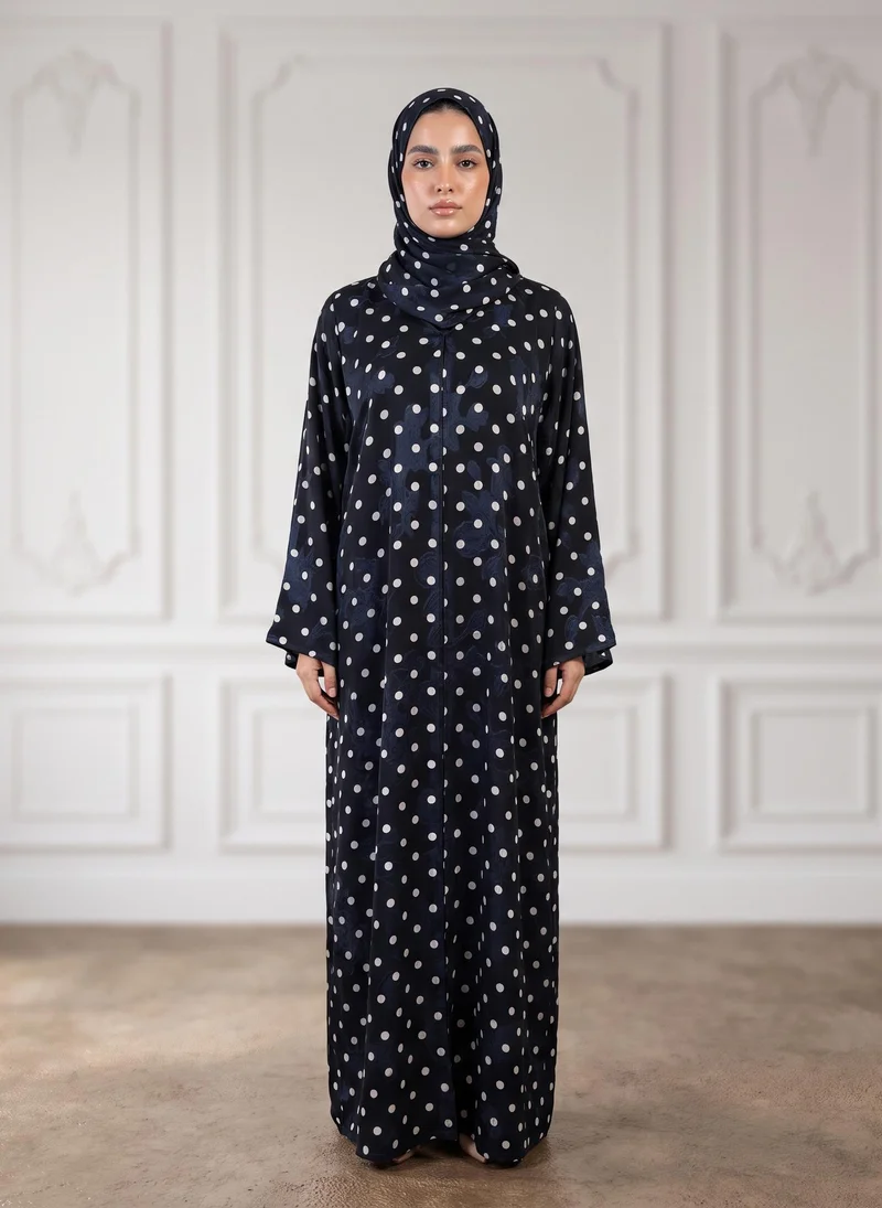 Nukhbaa Deep Dual-Patterned Printed Abaya-953