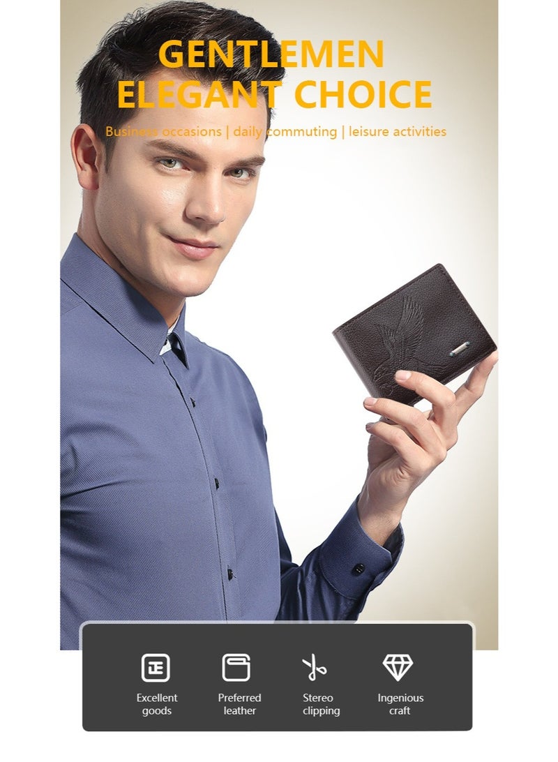 جيانغ بي أو محفظة جيانغباو القصيرة للرجال - محفظة أنيقة ثنائية الطي للأعمال مع فتحات متعددة للبطاقات، محفظة رفيعة من جلد البولي يوريثان للاستخدام اليومي والمكتبي - Image 4