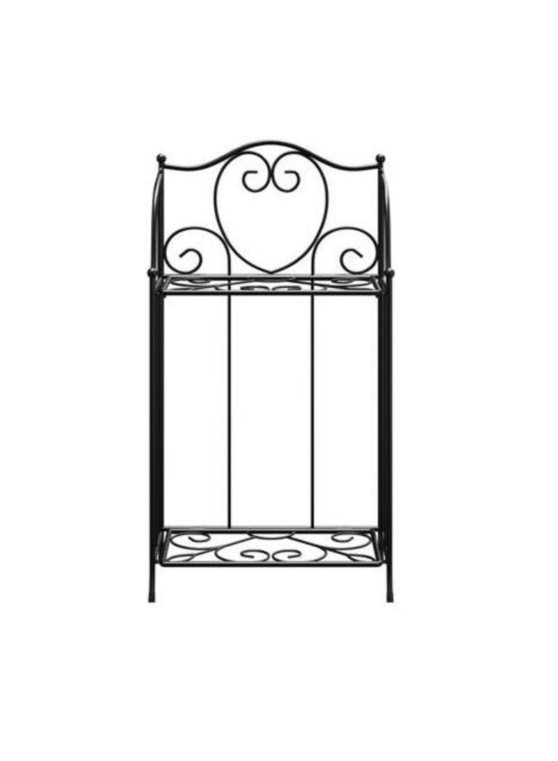 Generic Livarno Home Plant Stand, 2 Tiers Black Metal Plant Shelf - Image 2