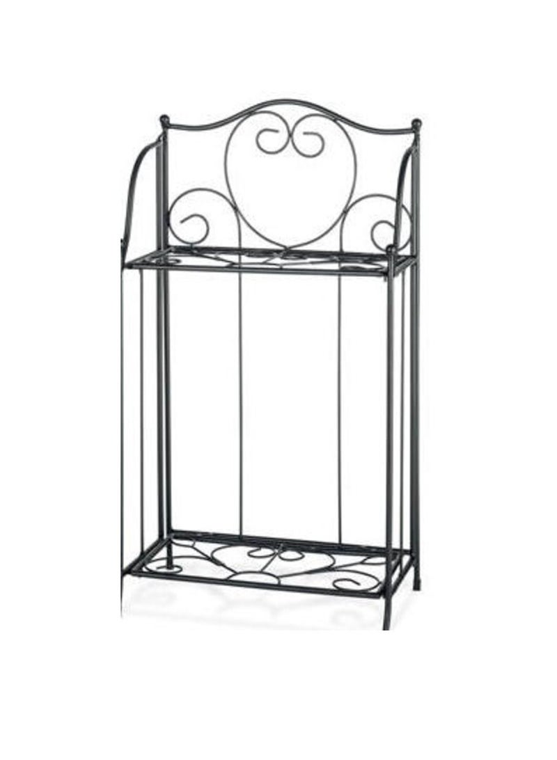 Generic Livarno Home Plant Stand, 2 Tiers Black Metal Plant Shelf - Image 1