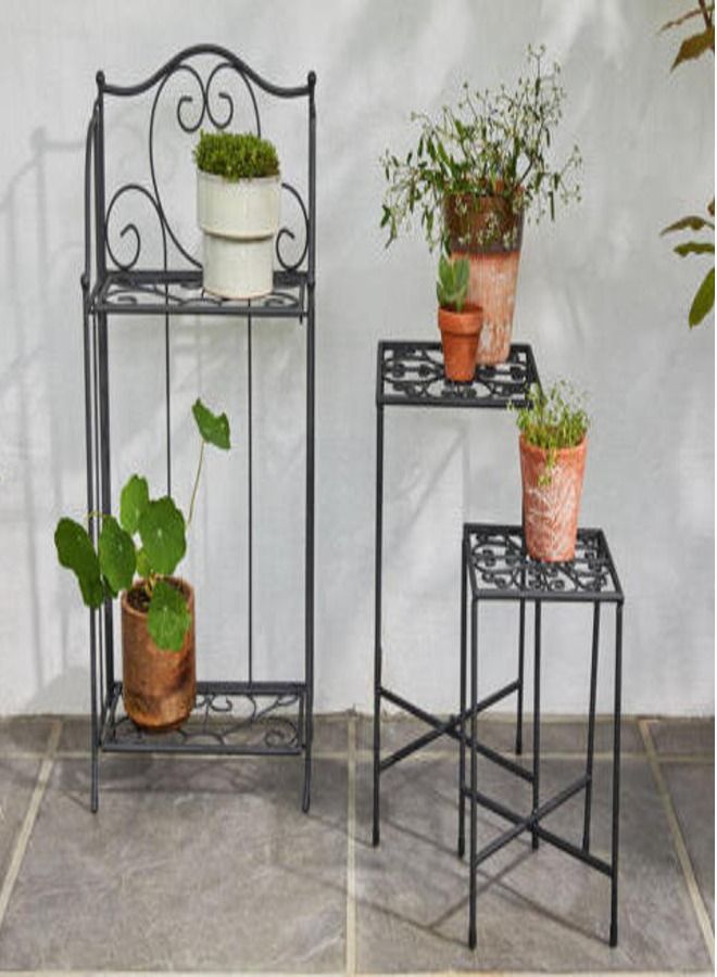 Generic Livarno Home Plant Stand, 2 Tiers Black Metal Plant Shelf - Image 4