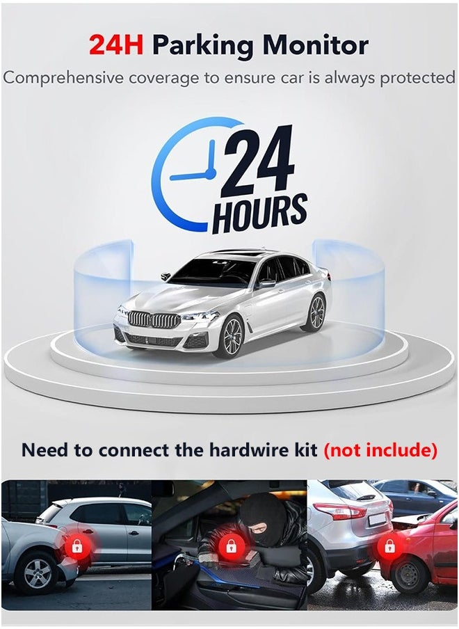 كاميرا Dash Cam 4K Dash Cam 3 قنوات Dvr GPS 5G GPS 5G Wifi كاميرا داخلية لمقصورة السيارة تتضمن فيديو 128G بطاقة 128G