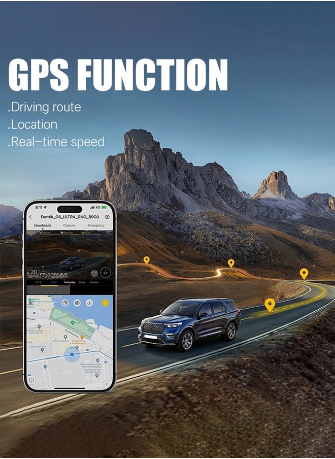 كاميرا Dash Cam 4K Dash Cam 3 قنوات Dvr GPS 5G GPS 5G Wifi كاميرا داخلية لمقصورة السيارة تتضمن فيديو 128G بطاقة 128G