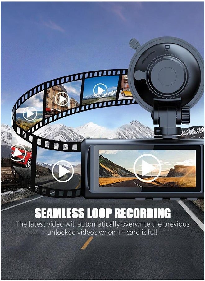 كاميرا Dash Cam 4K Dash Cam 3 قنوات Dvr GPS 5G GPS 5G Wifi كاميرا داخلية لمقصورة السيارة تتضمن فيديو 128G بطاقة 128G