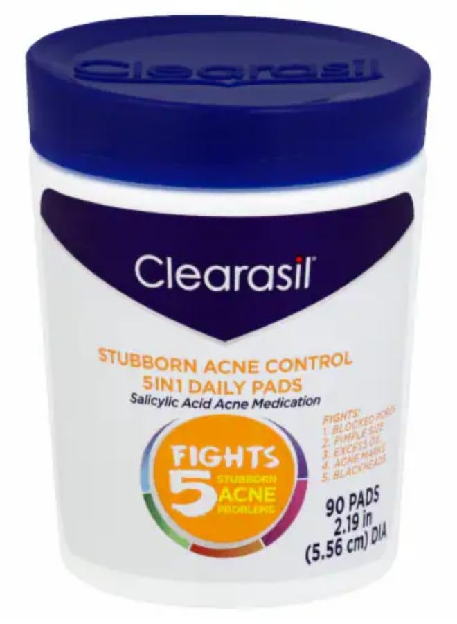 كليراسيل فوط يومية 5 في 1 للتحكم في حب الشباب العنيد، دواء حب الشباب بحمض الساليسيليك، أقصى قوة - Image 2
