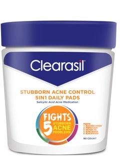 Clearasil Stubborn Acne Control 5 In 1 Daily Pads Salicylic Acid Acne Medication Maximum Strengh  - Image 1
