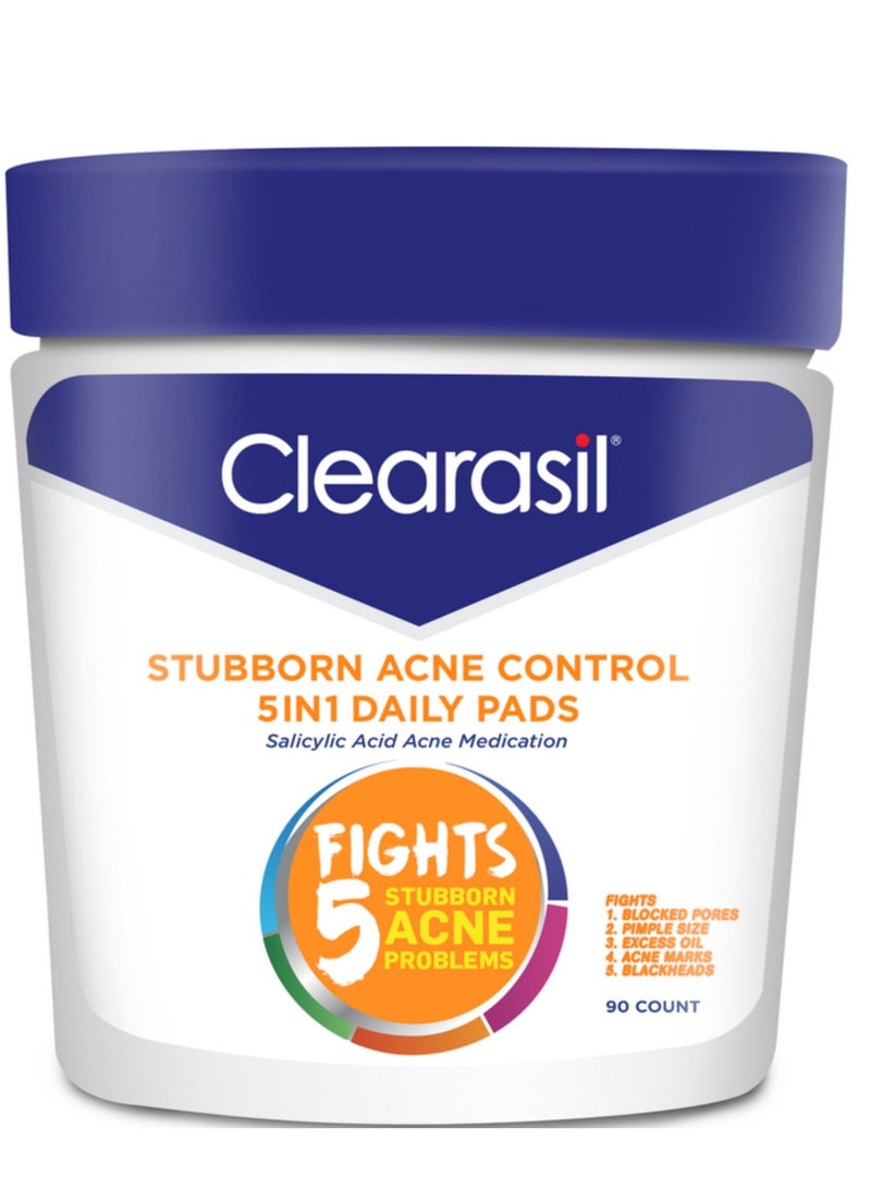 كليراسيل فوط يومية 5 في 1 للتحكم في حب الشباب العنيد، دواء حب الشباب بحمض الساليسيليك، أقصى قوة - Image 1