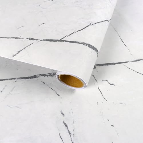VaryFloral Matte Peel and Stick Countertops Light Grey Marble Contact Paper Thick Waterproof Marble Wallpaper for Bathroom Kitchen Table Counter Top Covers Modern Simple Marble Vinyl Wrap 118x118 - Image 1