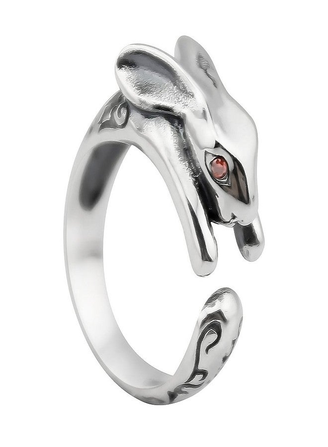 ELBLUVF 925 Sterling Silver Rabbit Animal Ring Gift for Friend Everyday Wear (Big Size) - Image 1
