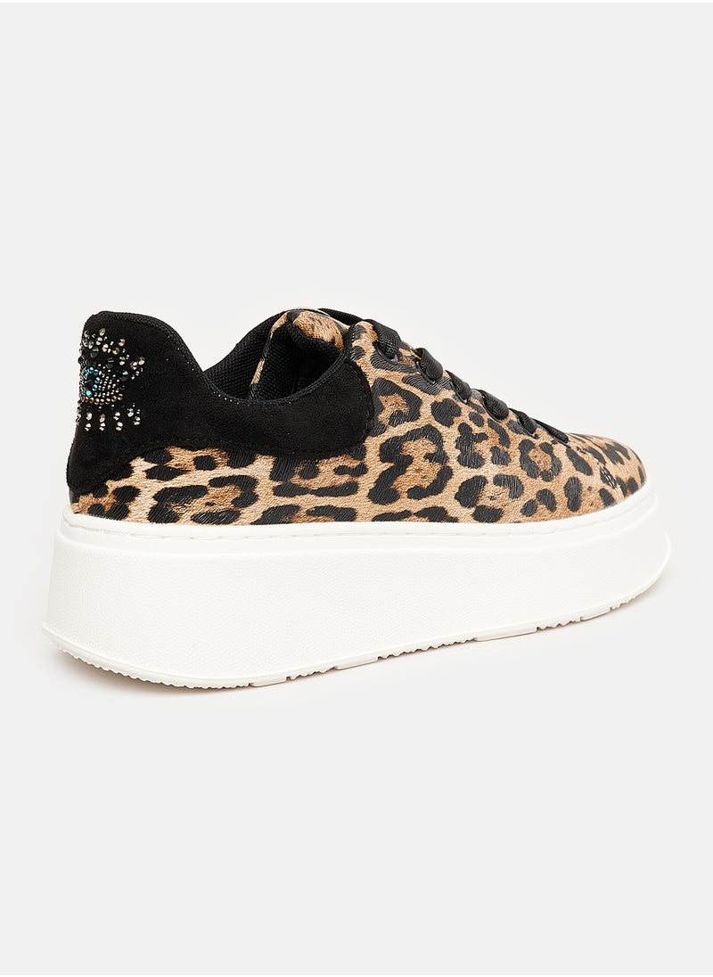 DejaVu - Full Wild Animal Patterned Closure Sneakers - Image 1