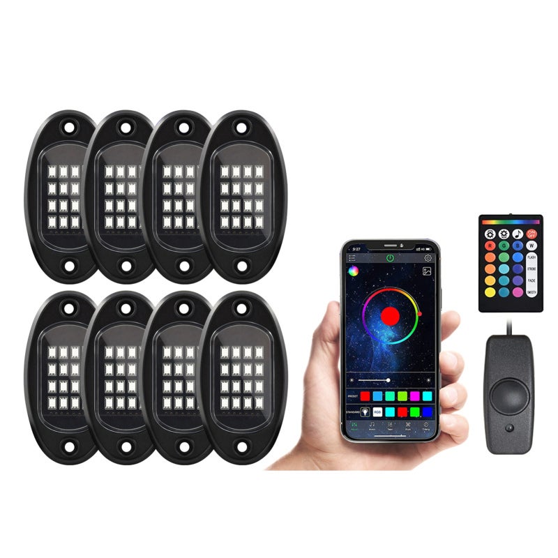Aumotop LED Car Lights: 8Pcs IP67 Waterproof 5050 Chip LED Beads - 16 Million Colors DIY Patterns App Control Music Sync 150° Wide Angle for Cars SUV ATV UTV Golf Carts - Image 2