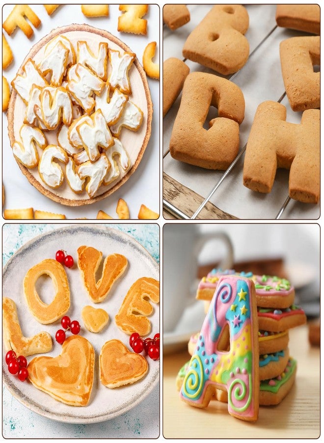 Qulkws 26 Pcs Letter Cookie Cutters Set Fondant Biscuit Fruit Dough Mould with 14 Pcs Double-Ended Fondant Tools 1 Inch Stainless Steel Letter Cutters for Birthday Party Christmas Decor - Image 3