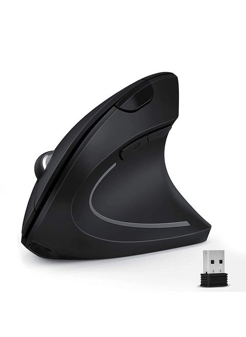 Ergonomic Silent Wireless Mouse, Rechargeable Wireless Vertical Mice with USB Receiver for Computer/Laptop/PC(Black)