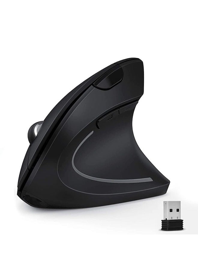 Ergonomic Silent Wireless Mouse, Rechargeable Wireless Vertical Mice with USB Receiver for Computer/Laptop/PC(Black)