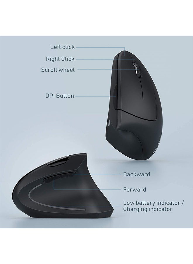 Ergonomic Silent Wireless Mouse, Rechargeable Wireless Vertical Mice with USB Receiver for Computer/Laptop/PC(Black)